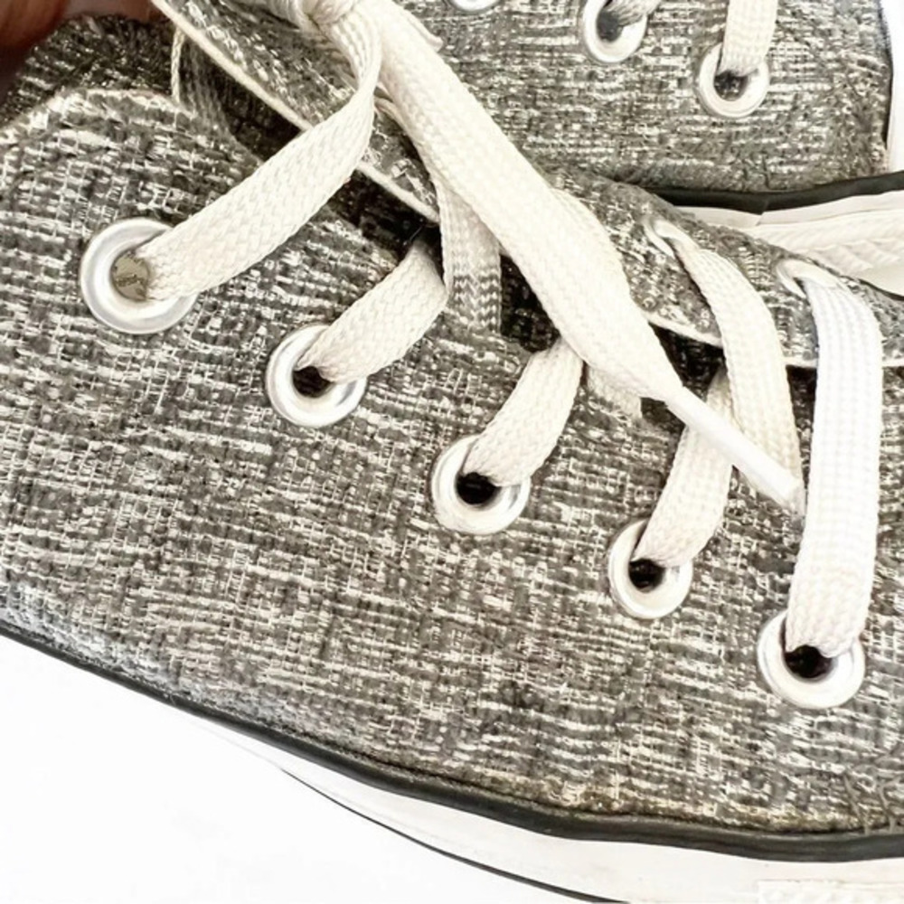 Converse Allstar Silver Sparkle Classic Sneakers Size 6 Women’s‎ Wedding Chucks - Picture 8 of 10